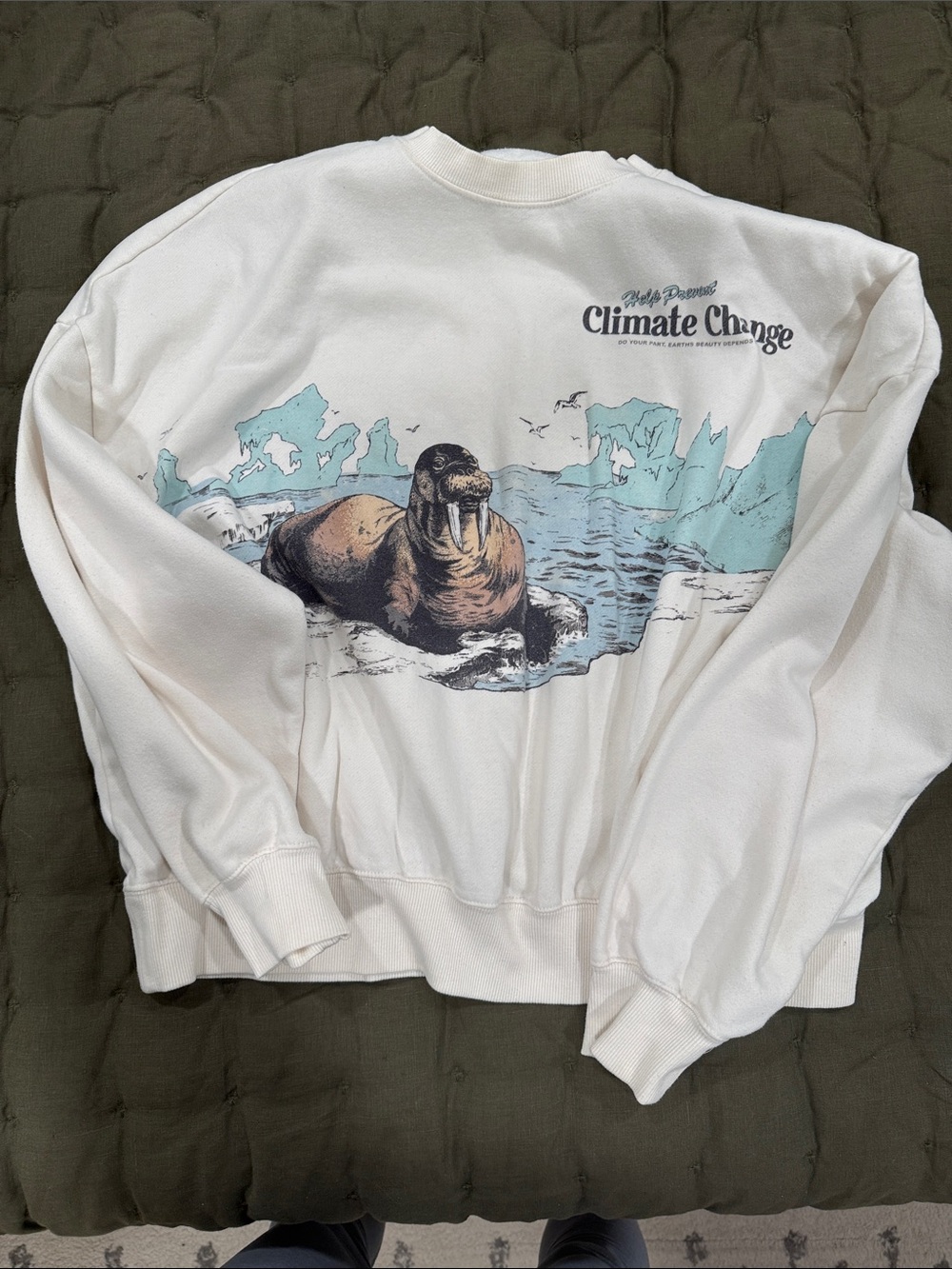 Climate Change Graphic Crewneck Sweatshirt - White